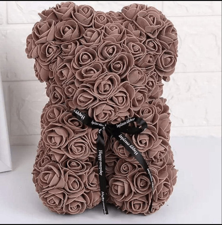 25cm Rose Bear with Gift Box - Everlasting Blooms Vic