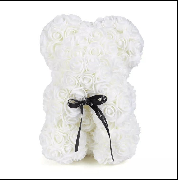 25cm Rose Bear with Gift Box - Everlasting Blooms Vic