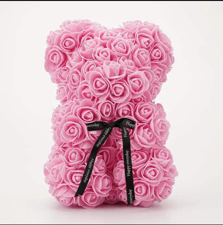 25cm Rose Bear with Gift Box - Everlasting Blooms Vic