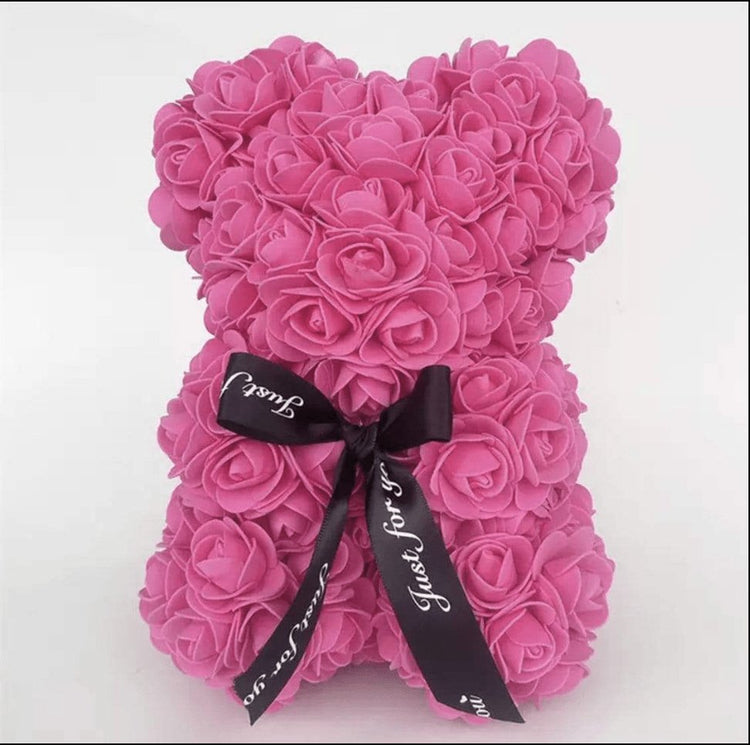 25cm Rose Bear with Gift Box - Everlasting Blooms Vic