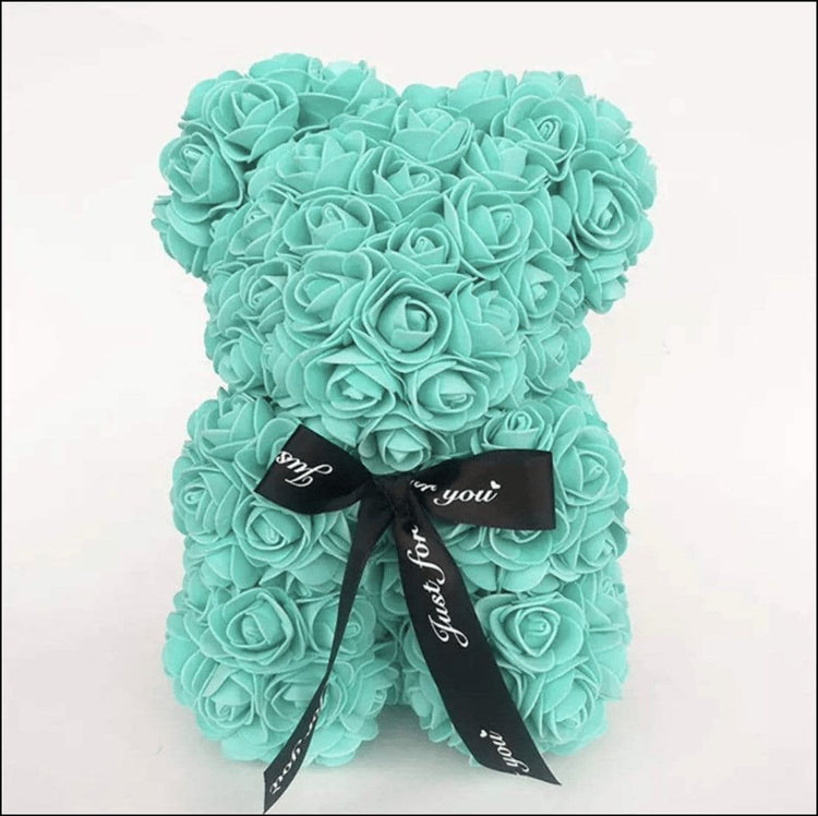 25cm Rose Bear with Gift Box - Everlasting Blooms Vic