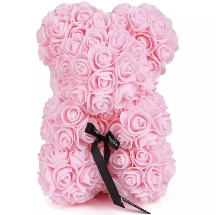 25cm Rose Bear with Gift Box - Everlasting Blooms Vic