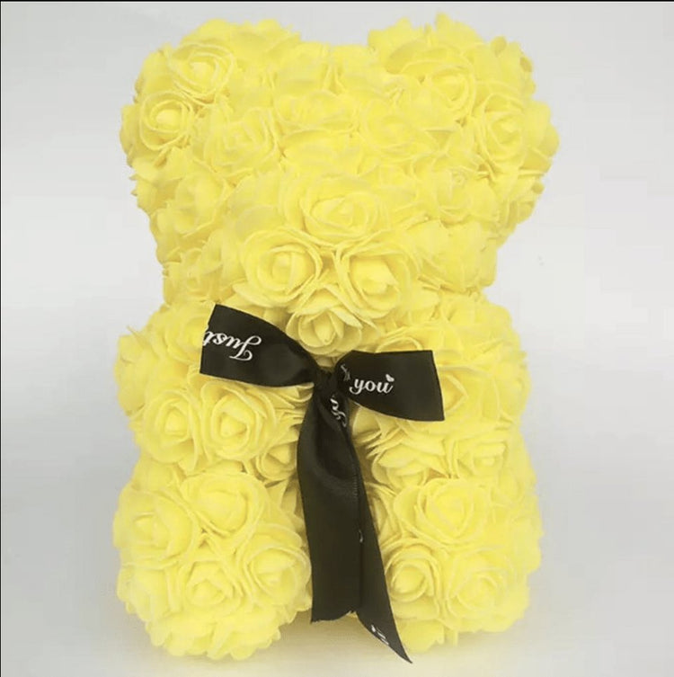 25cm Rose Bear with Gift Box - Everlasting Blooms Vic
