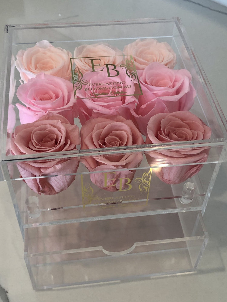 9 Rose Acrylic Crystal Box - Create Your Own - Everlasting Blooms Vic