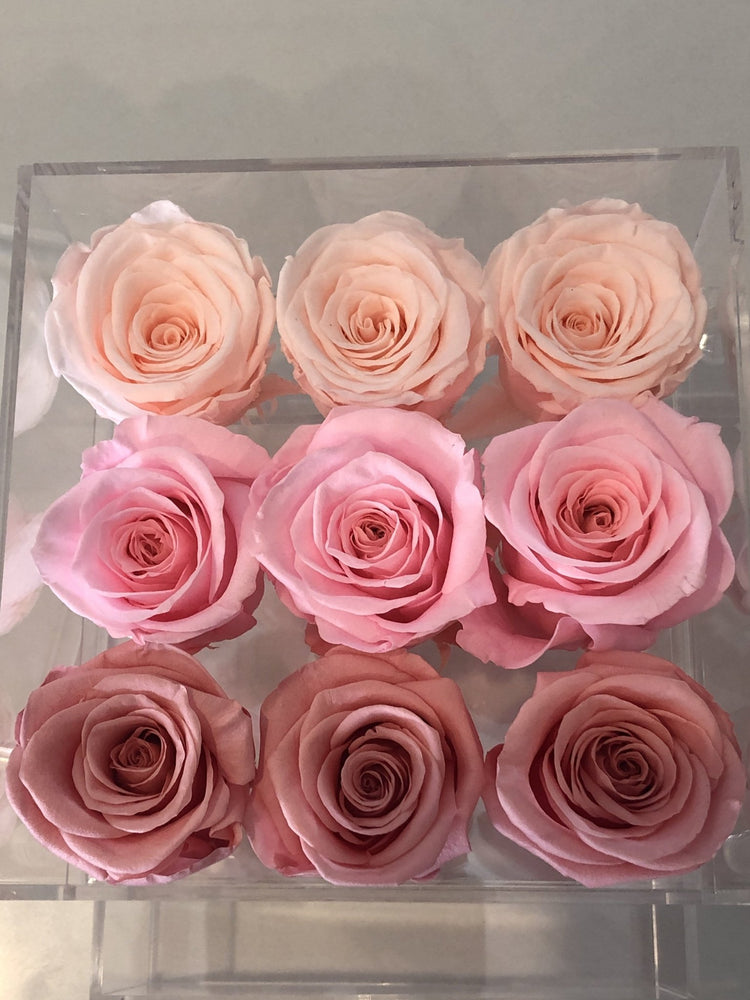 9 Rose Acrylic Crystal Box - Create Your Own - Everlasting Blooms Vic