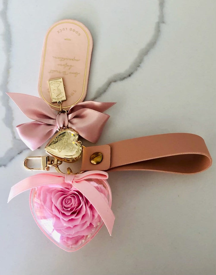 Acrylic Preserved Rose Keyring - Everlasting Blooms Vic