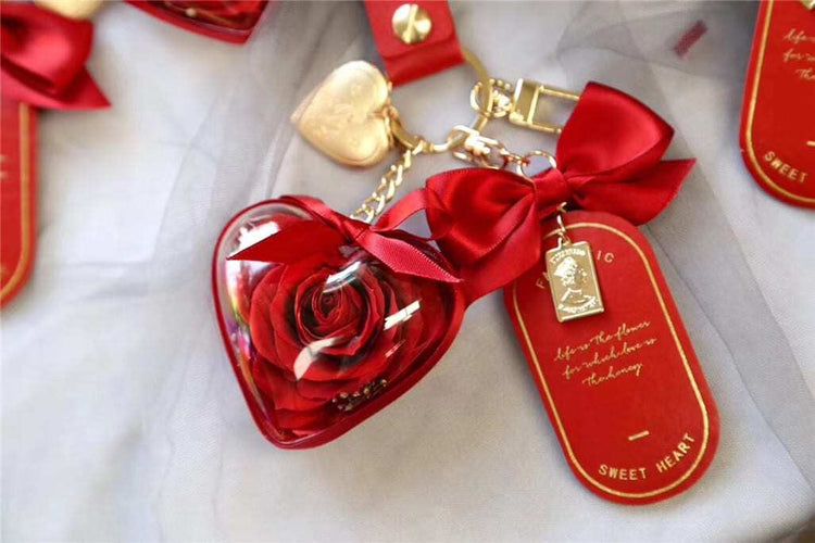 Acrylic Preserved Rose Keyring - Everlasting Blooms Vic