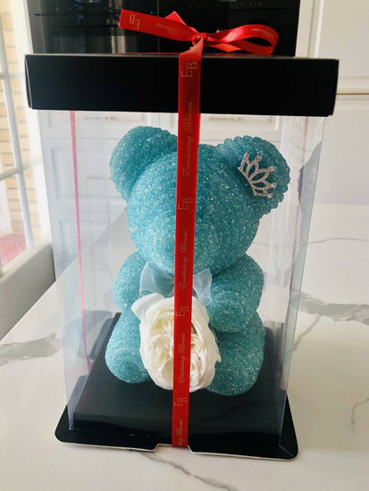 Crystal Diamond Rose Bear with Gift Box - Everlasting Blooms Vic