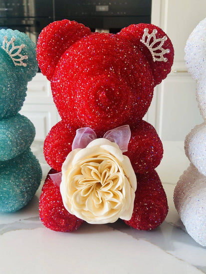 Crystal Diamond Rose Bear with Gift Box - Everlasting Blooms Vic