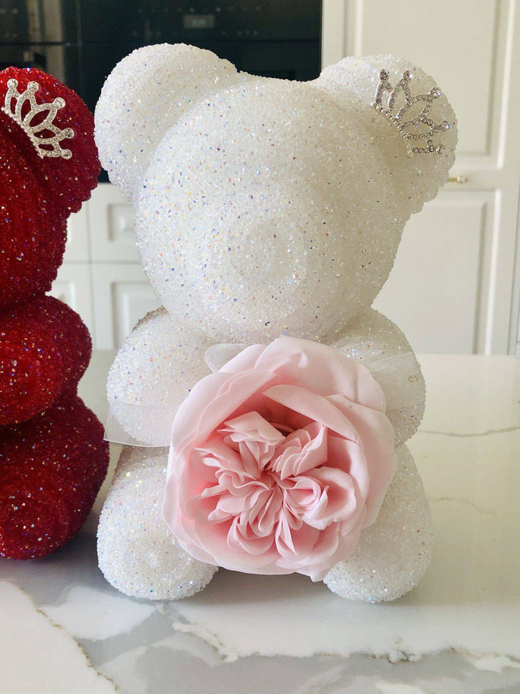 Crystal Diamond Rose Bear with Gift Box - Everlasting Blooms Vic