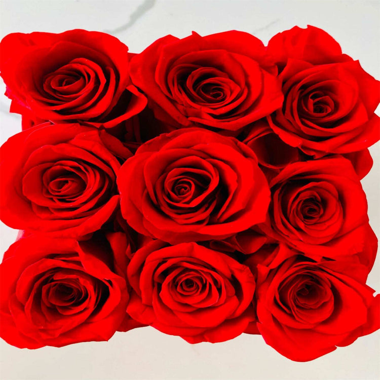 Everlasting Blooms Red Square Rose Hat Box - Everlasting Blooms Vic