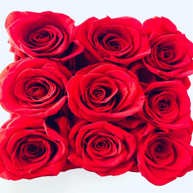 Everlasting Blooms Red Square Rose Hat Box - Everlasting Blooms Vic