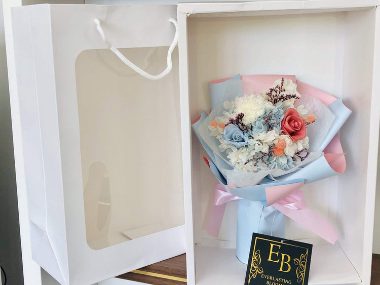 Florence Blue Floral Bouquet - Everlasting Blooms Vic