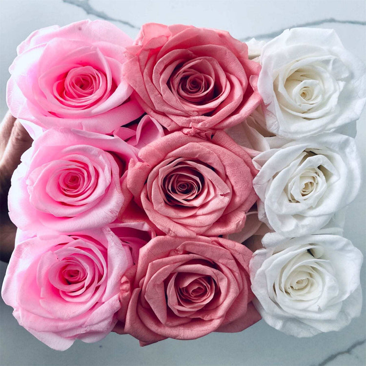 Pink Ombre Rose Square Hat Box.