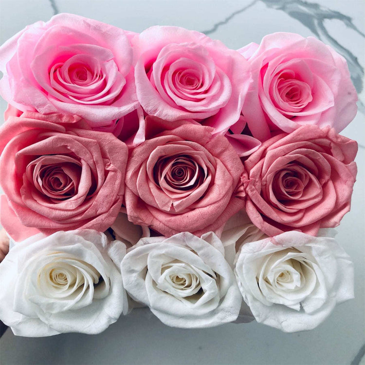Pink Ombre Rose Square Hat Box.