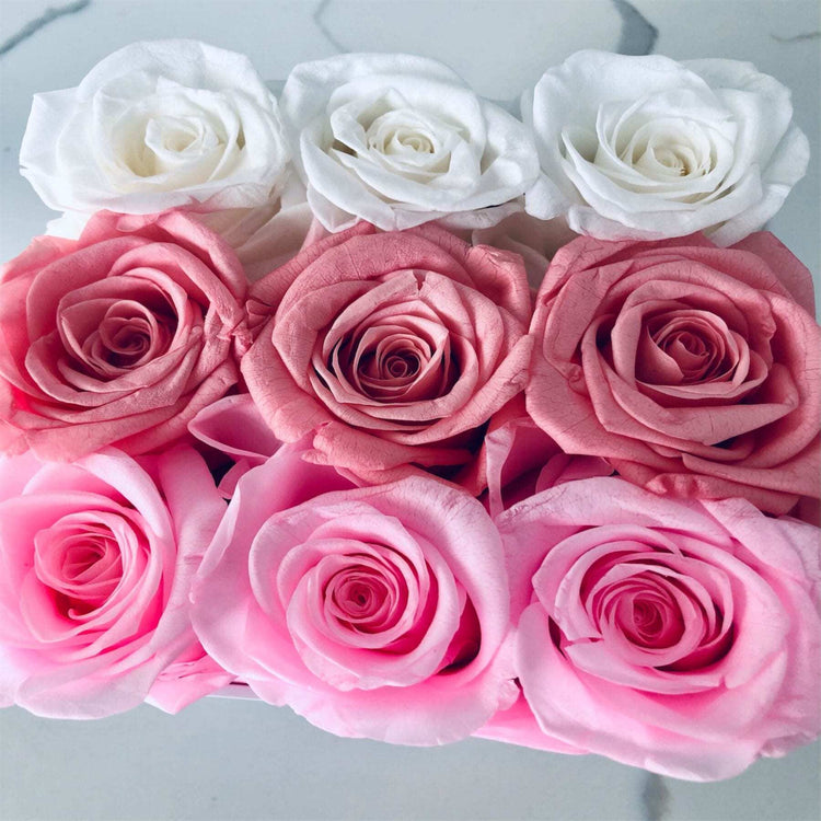 Pink Ombre Rose Square Hat Box.