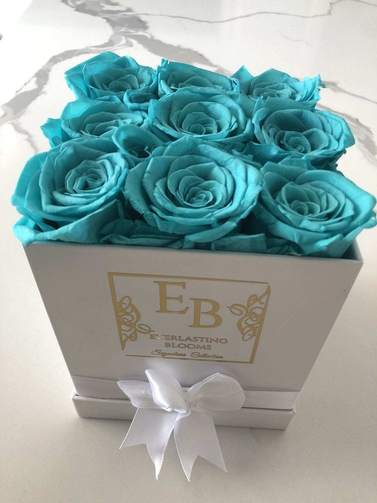 Tiffany Blue Rose Square Hat Box.
