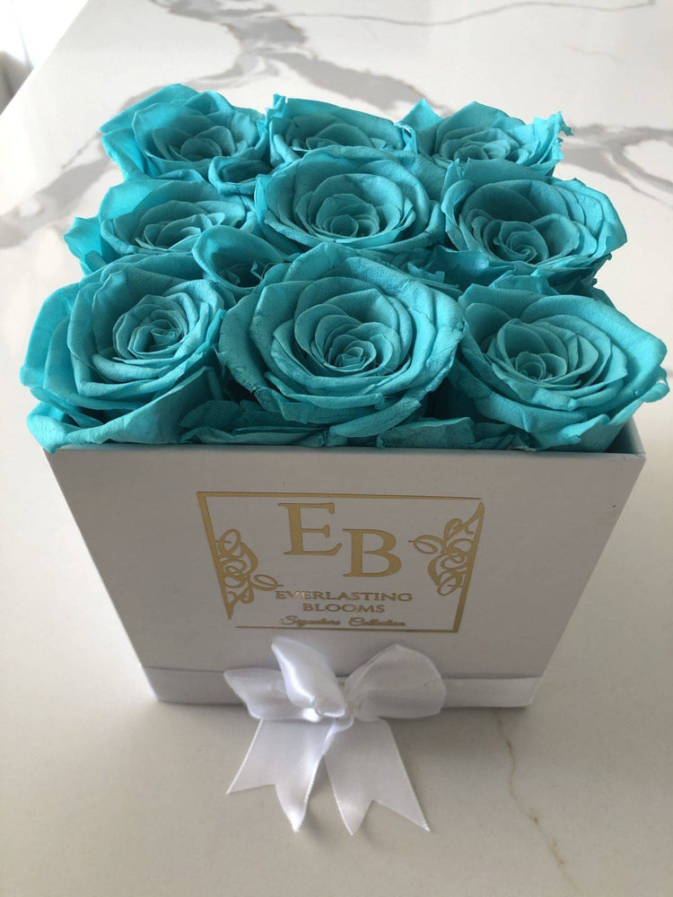 Tiffany Blue Rose Square Hat Box.