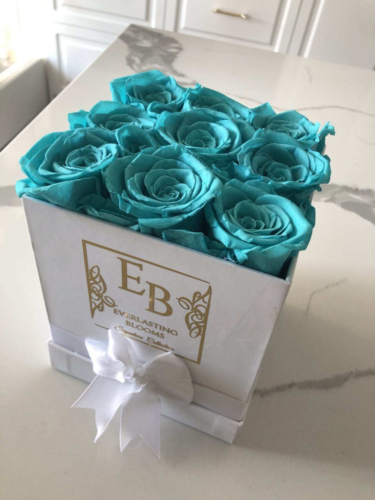 Tiffany Blue Rose Square Hat Box.