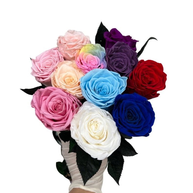 Long Stem rose with white hat box - Royal Blue.