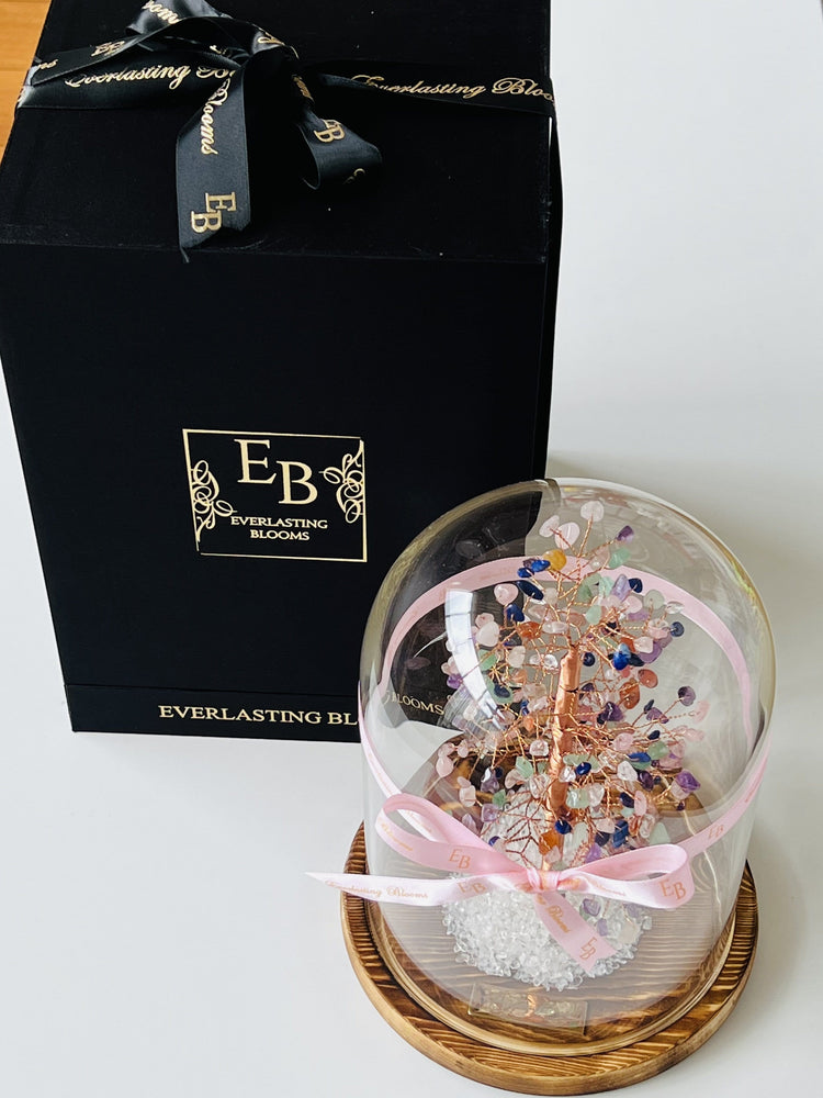 Crystal Tree in Glass Dome.