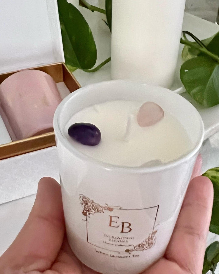 Crystal Quartz Candles with Essential Oils Gift Pack.