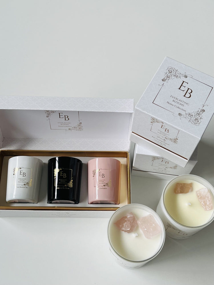 Crystal Quartz Candles with Essential Oils Gift Pack.