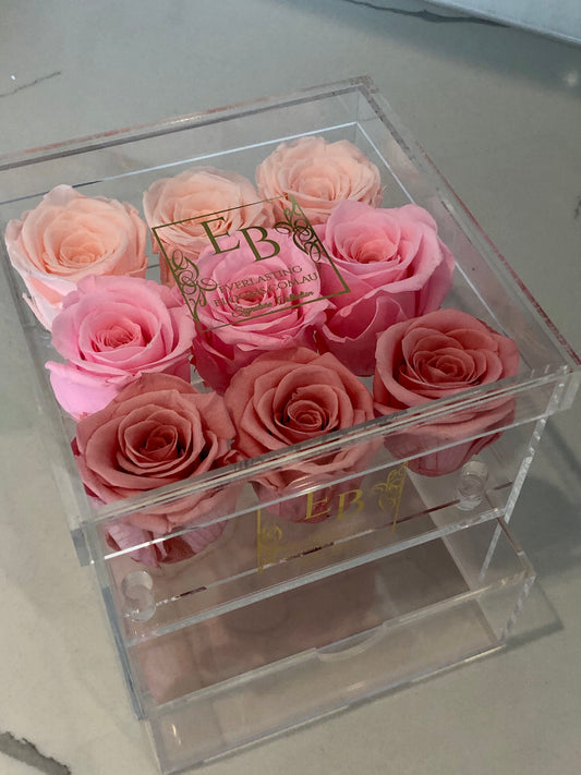 9 Rose Acrylic Crystal Box