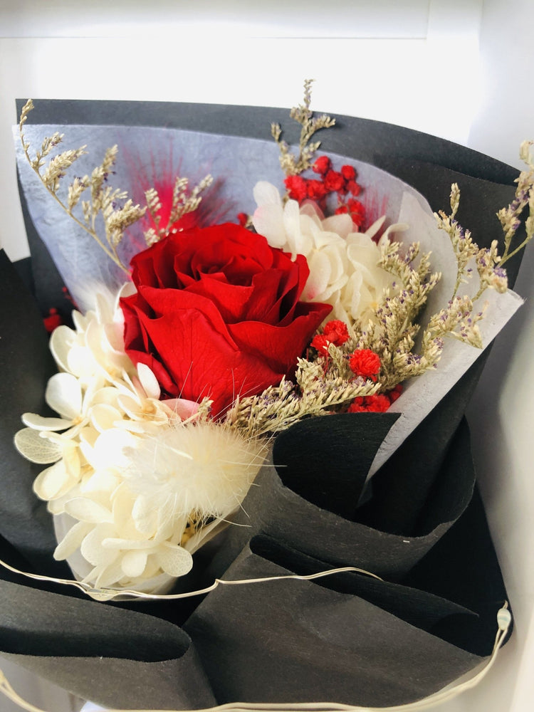 Bel Amour Red on White Floral Bouquet - Everlasting Blooms Vic