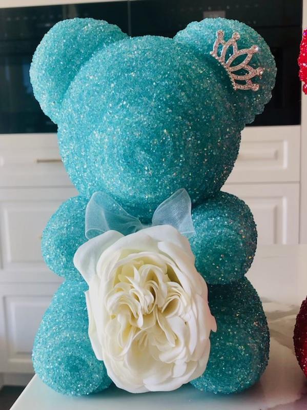 Crystal Diamond Rose Bear with Gift Box.