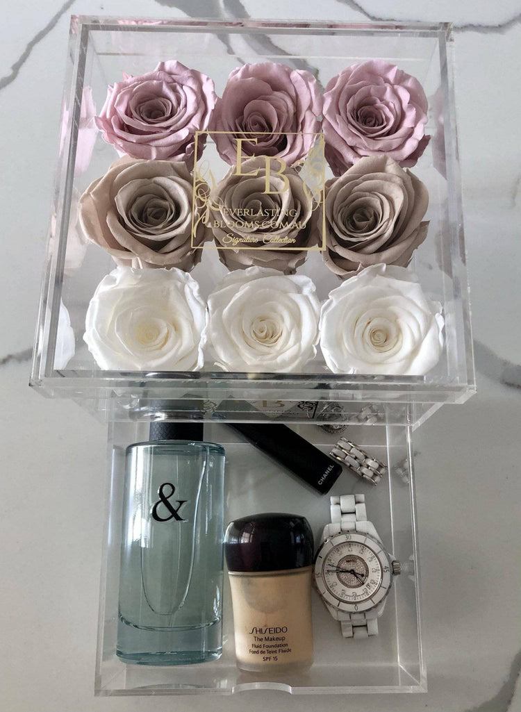 9 Rose Acrylic Crystal Box Nude Ombre.