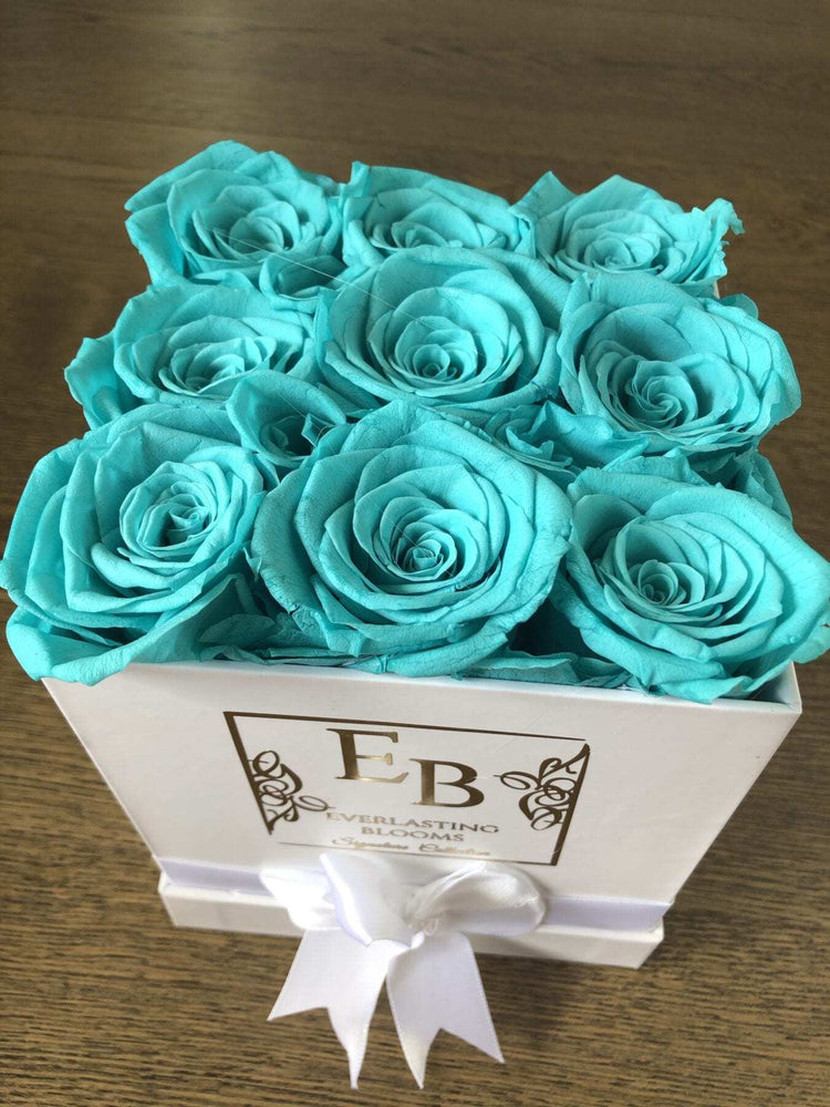 Tiffany Blue Rose Square Hat Box.