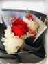 Bel Amour Red on White Floral Bouquet.