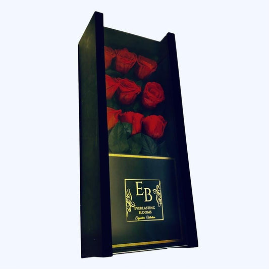 9 Everlasting Red Roses in Acrylic Gift Box.