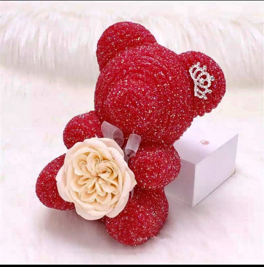 Crystal Diamond Rose Bear with Gift Box.