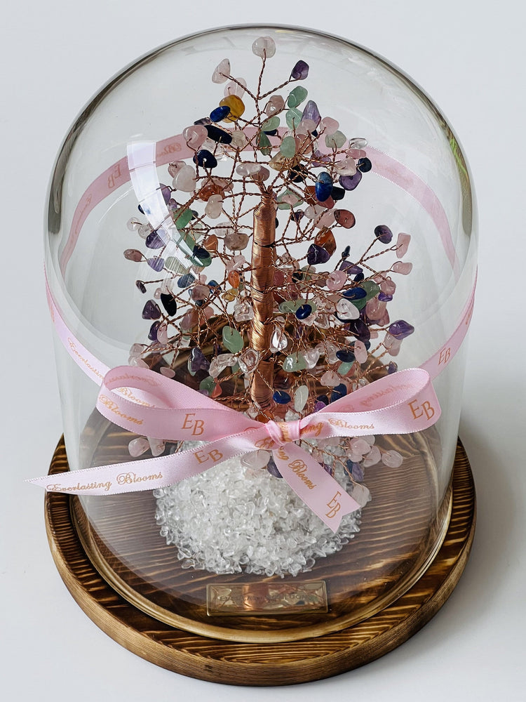 Crystal Tree in Glass Dome.